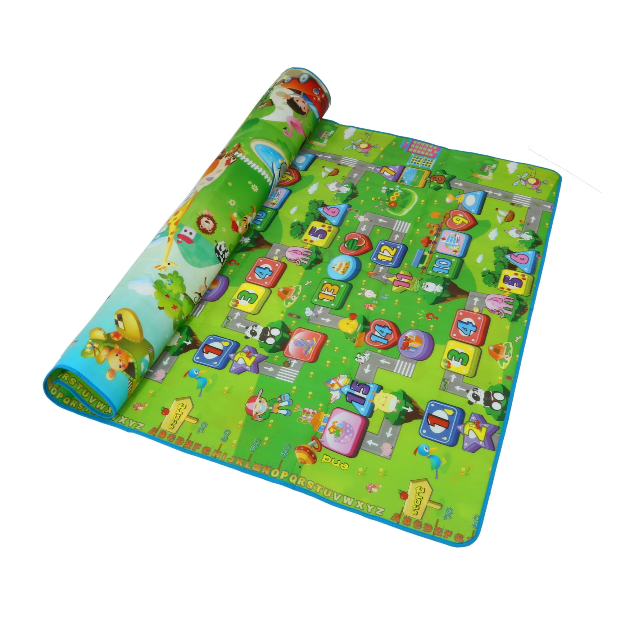 150×180 cm Reversible Kids Play Mat – Animals Play