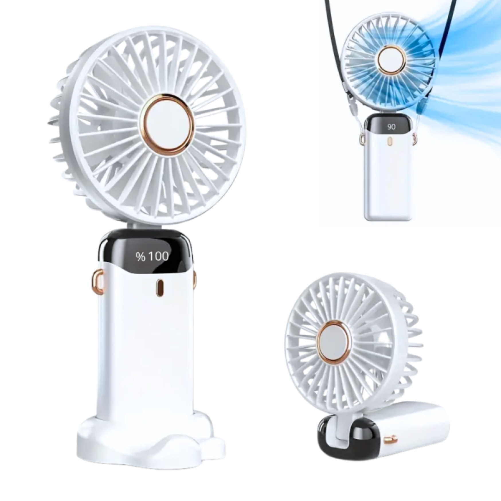 Portable Mini Foldable Fan/ Rechargeable/ LED Display/ DENX