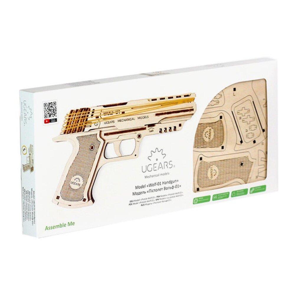 62 Parts DIY Wolf-01 3D Wooden Puzzle Gun Mechanical Model AK47 Building Kit Made in Europe