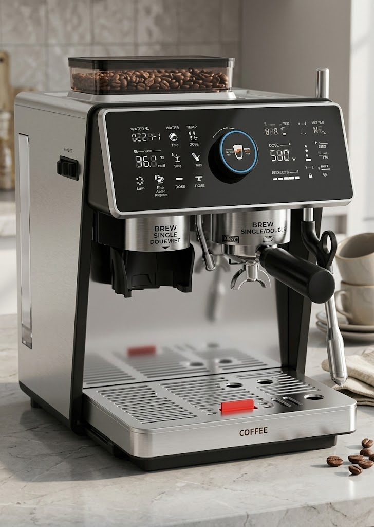 Lepresso Viventé Semi-Automatic Dual Boiler Coffee Machine with Touch Display - Silver