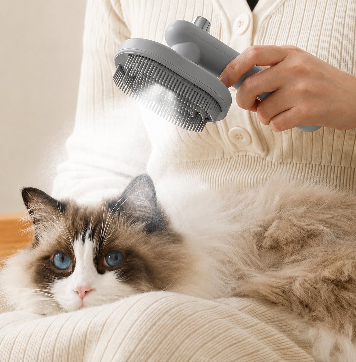 MOMENT Pet Steam Brush for Cat Grey