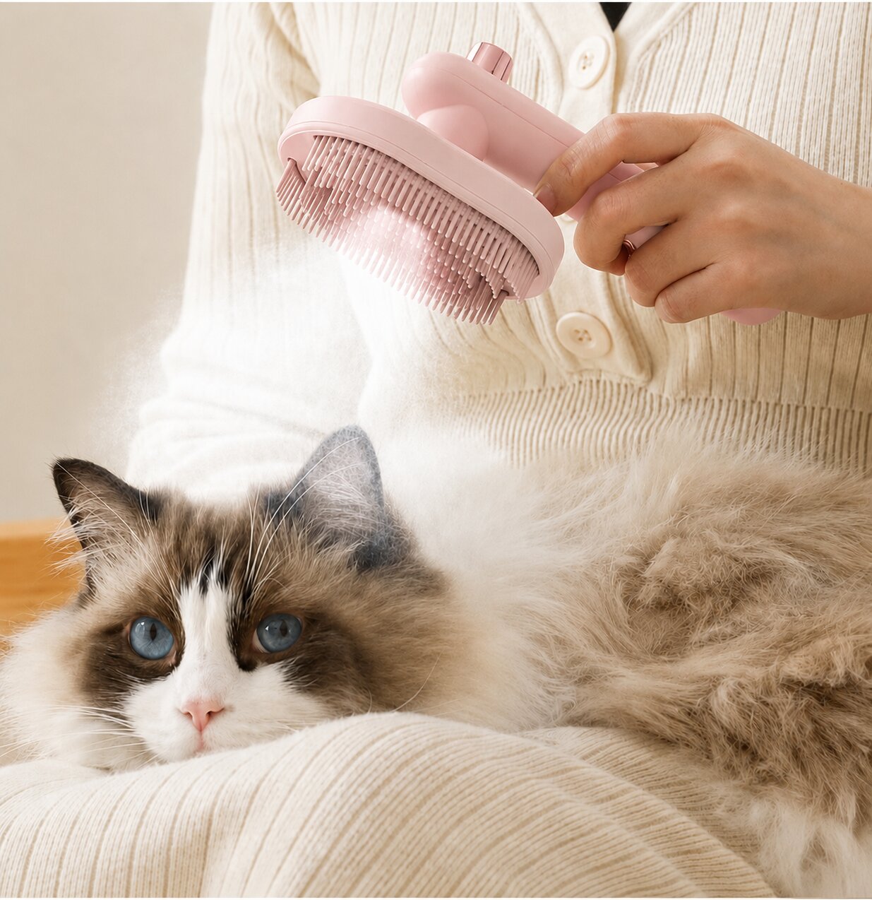 MOMENT Pet Steam Brush for Cat Pink