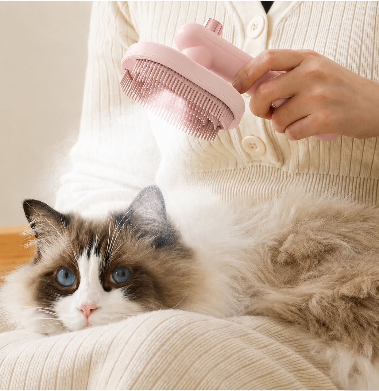 MOMENT Pet Steam Brush for Cat Pink