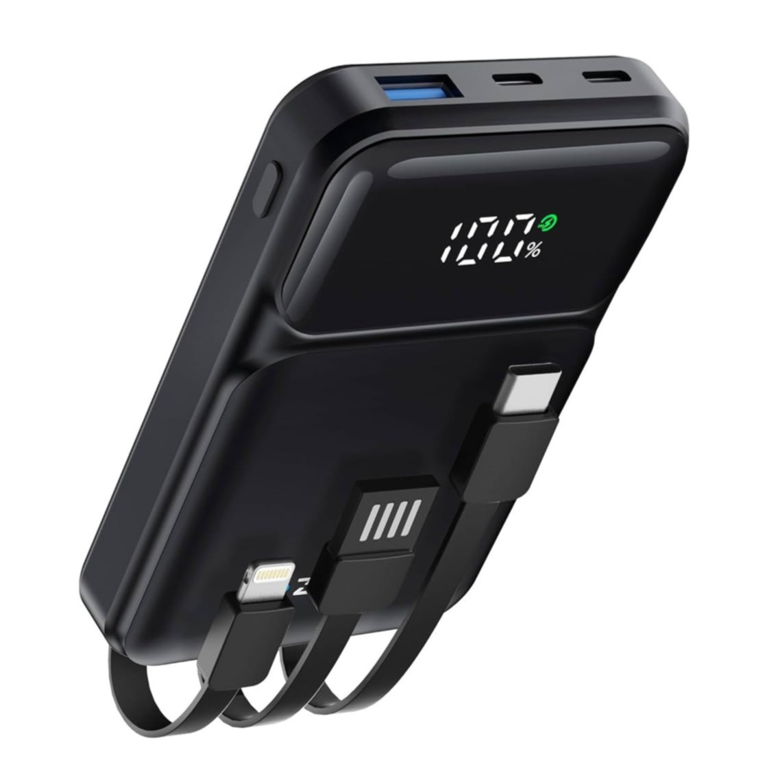 Hr- 308 Power Bank/ 10000Mah/ Built In Type- C Usb- A & Lightning Cables