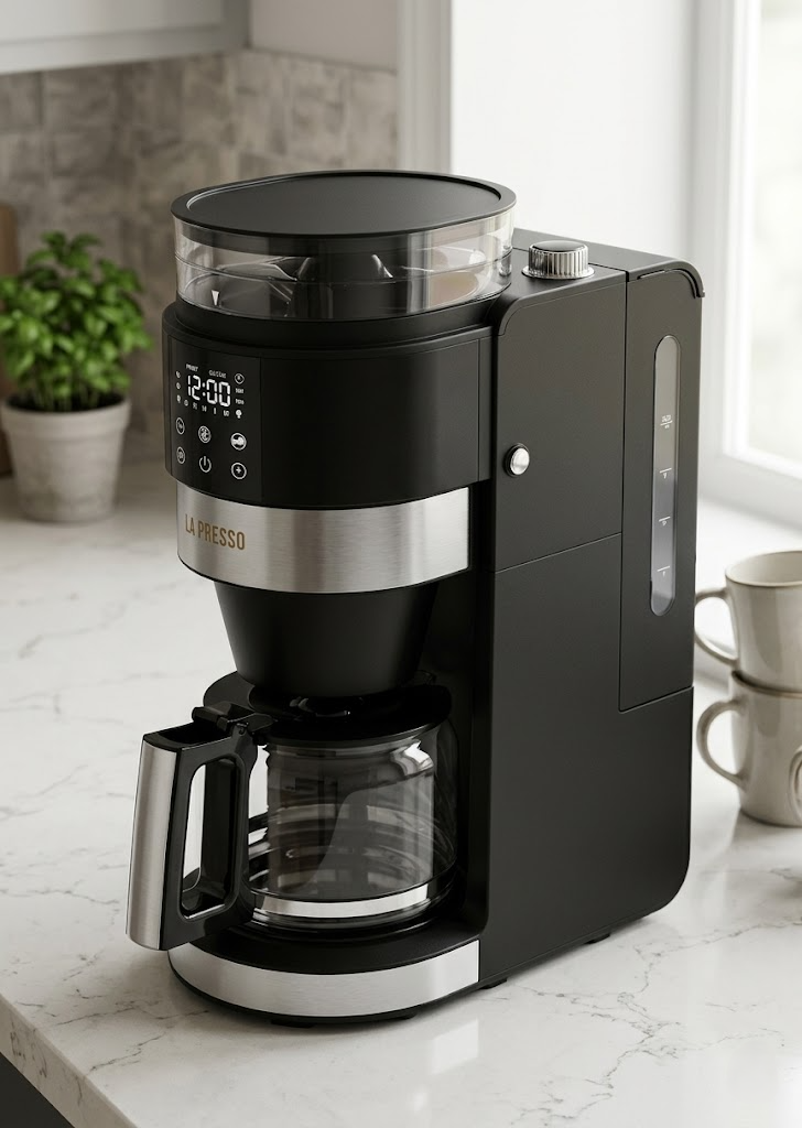 LePresso Coffee Brewer With Bean Grinder - Black