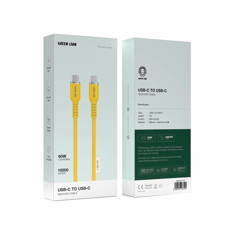Green Lion 60W Silicone Cable USB-C To USB-C 1M - Orange