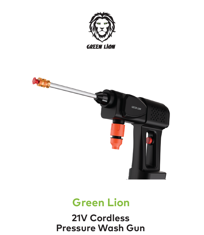 Green Lion 21V Cordless Pressure Wash Gun - Black