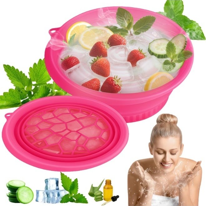 Foldable Facial Ice Bath Bowl - Pink