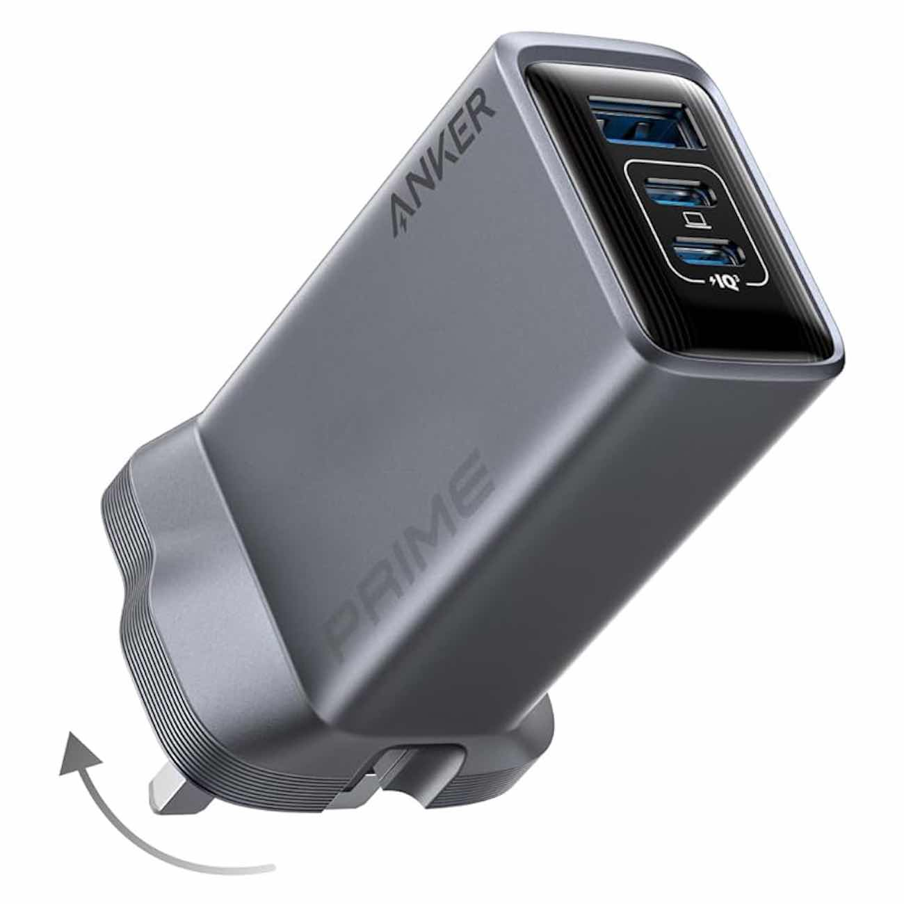 Anker Prime GaN Charger / 100W Power / 2 Type-C & 1 USB Ports / Compact Size / Charges 3 Devices