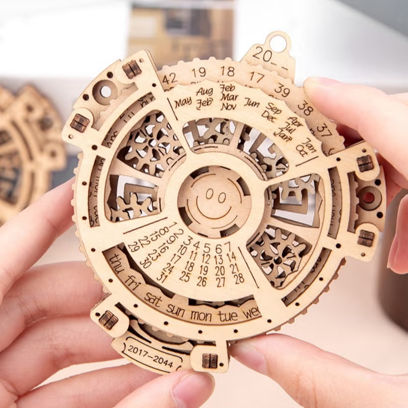 DIY Perpetual Calendar, Wooden Mechanical Gears 3D Puzzle Model