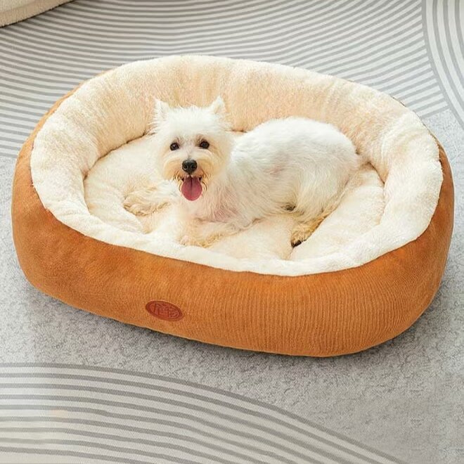 Duniso Oval Pet Bed: Warm Winter & All-Season Kennel for Cats & Dogs