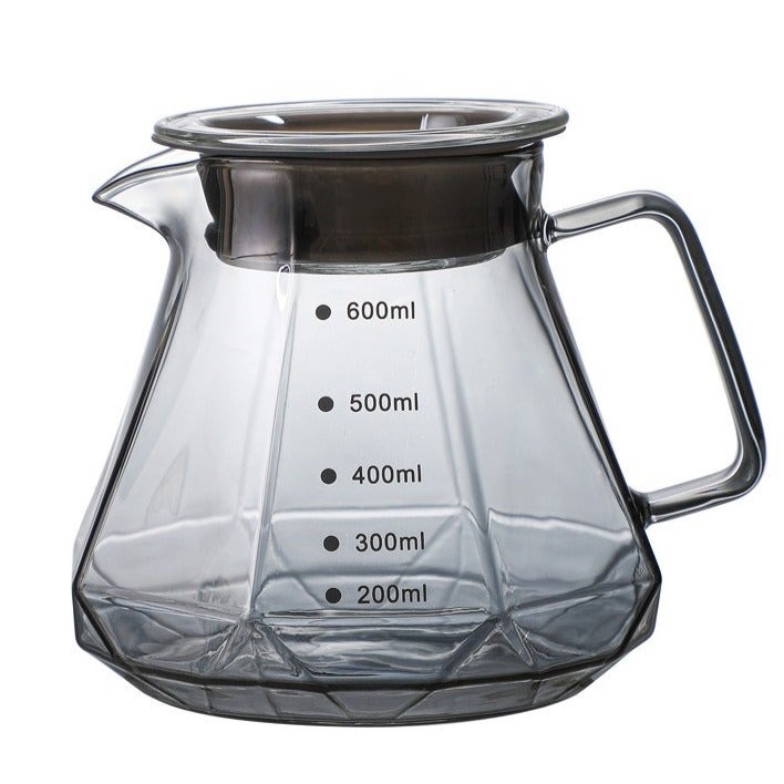 V60 Glass Coffee Pot 600mL Diamond Style Teapot
