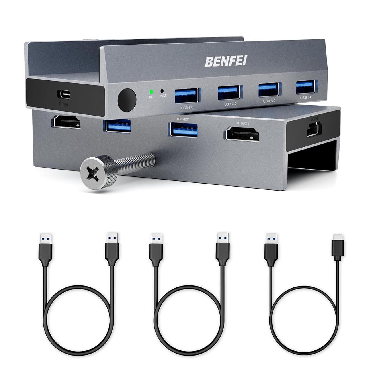 Benfei Hdmi Kvm Switch / Connects 2 Computers To 1 Monitor / 4 Usb Ports / 8K@60Hz Resolution