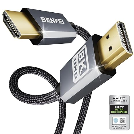 Benfei 8K Hdmi To Hdmi Cable/ Certified Ultra High Speed Hdmi Cable/ 4K@240Hz, 8K@60Hz, Hdmi 2.1/ 10 M