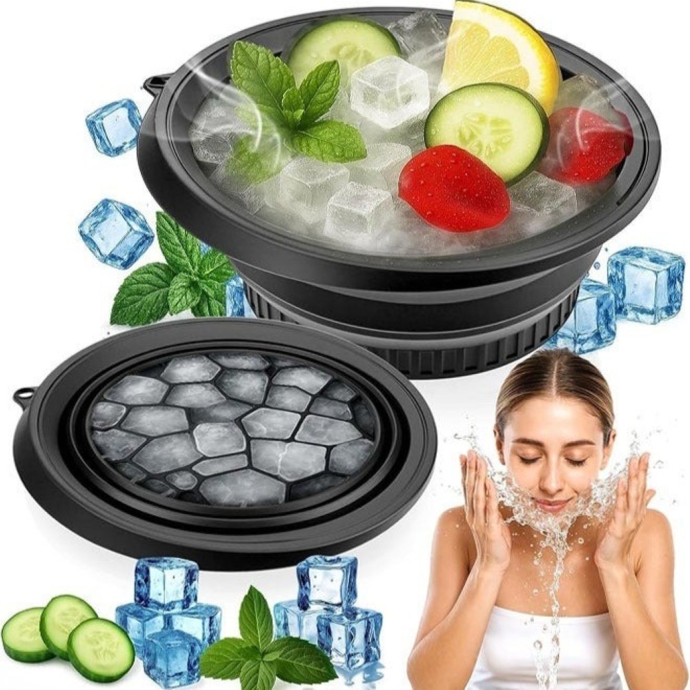 Foldable Facial Ice Bath Bowl - Black