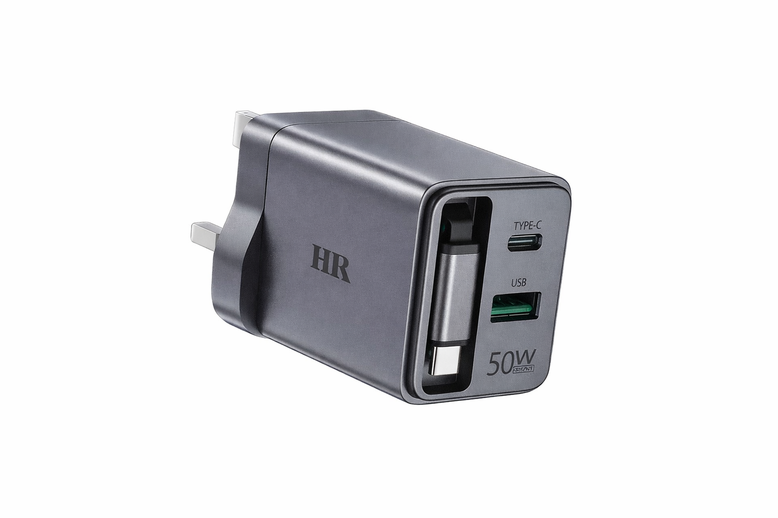 HR Travel Charging Adapter / PD 50W/ Built in USB-C Cable/ HR 826