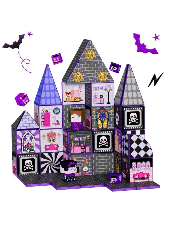 52-piece haunted castle magnetic dollhouse STEM building set.