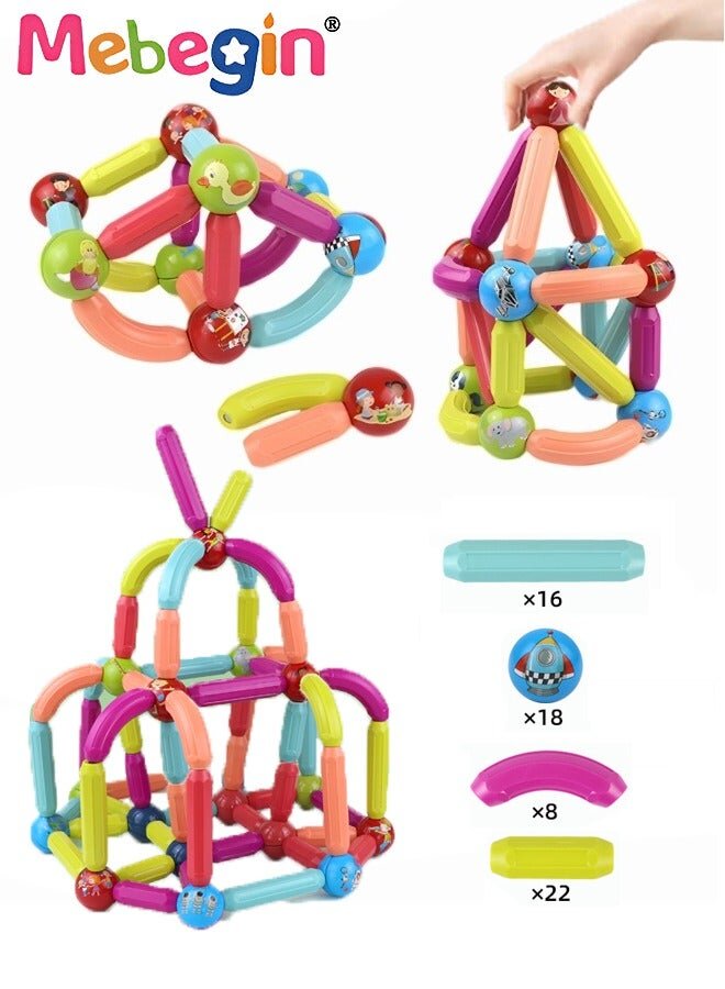 64-piece creative DIY magnetic ball and rod construction set