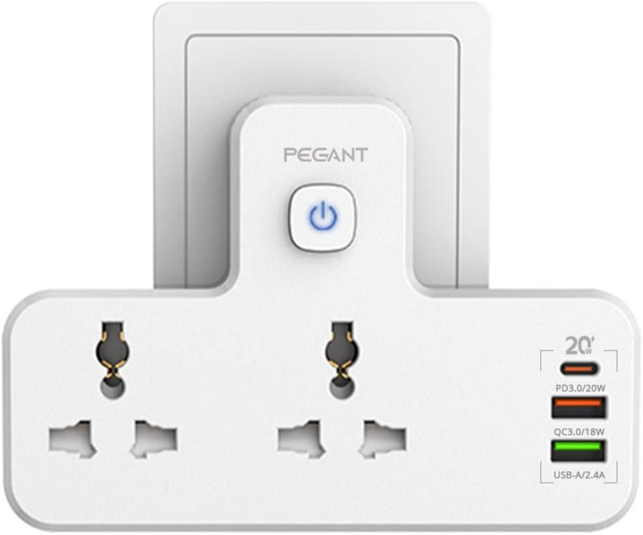 PEGANT 3 in 1 Power Extension Socket with USB Ports