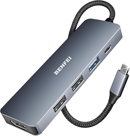 Benfei Usb C Hub 5- In- 1 With 4K Hdmi/ 100W Power Delivery/ 3 Usb- A